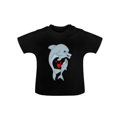 Dolphin Love Black Baby Classic T-Shirt (Model T30)