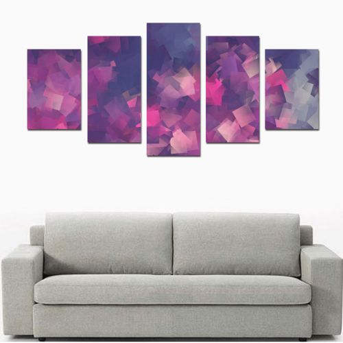 purple pink magenta cubism #modern Canvas Print Sets D (No Frame)