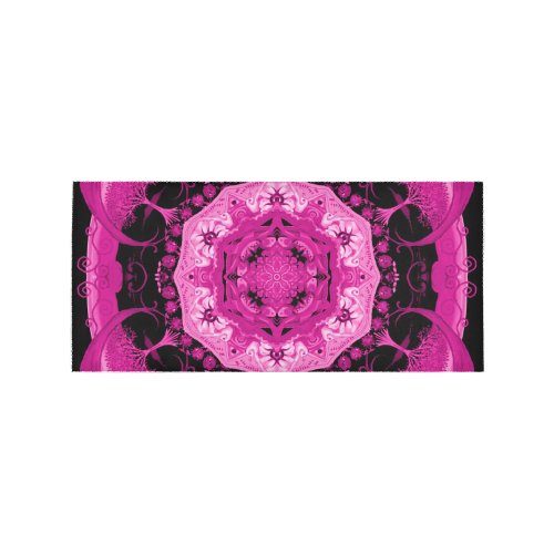 mandala sunlight blackand pink Area Rug 7'x3'3''
