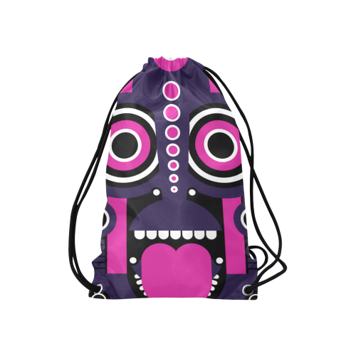 Pink Purple Tiki Tribal Small Drawstring Bag Model 1604 (Twin Sides) 11"(W) * 17.7"(H)