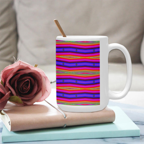 Bright Pink Purple Stripe Abstract Custom Ceramic Mug (15OZ)