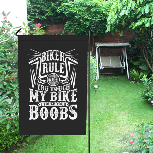 Touch My Bike I Touch Your Boobs Garden Flag 28''x40'' （Without Flagpole）