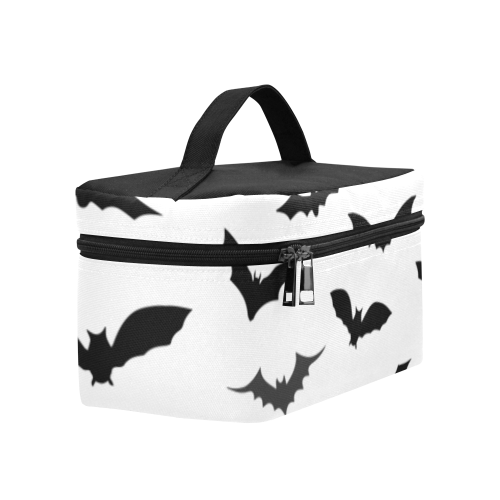 Bats HALLOWEEN Pattern WHITE Cosmetic Bag/Large (Model 1658)