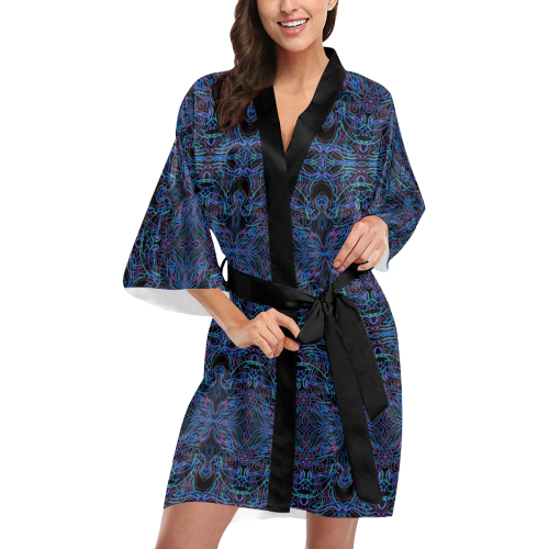Tribal Blue Kimono Robe