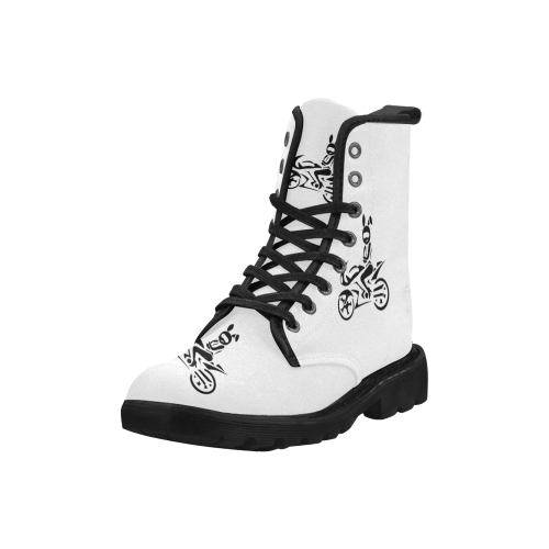 Bunny Biker White Martin Boots for Women (Black) (Model 1203H)