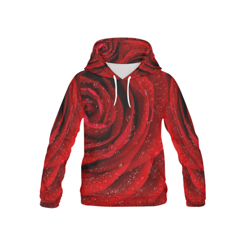 Red rosa All Over Print Hoodie for Kid (USA Size) (Model H13)