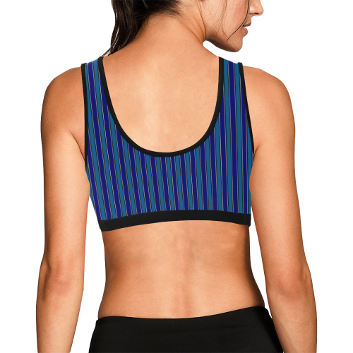 Classic Blue Stripes Women's All Over Print Sports Bra (Model T52)