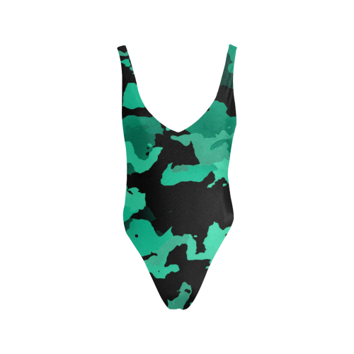 new modern camouflage B by JamColors Sexy Low Back One-Piece Swimsuit (Model S09)