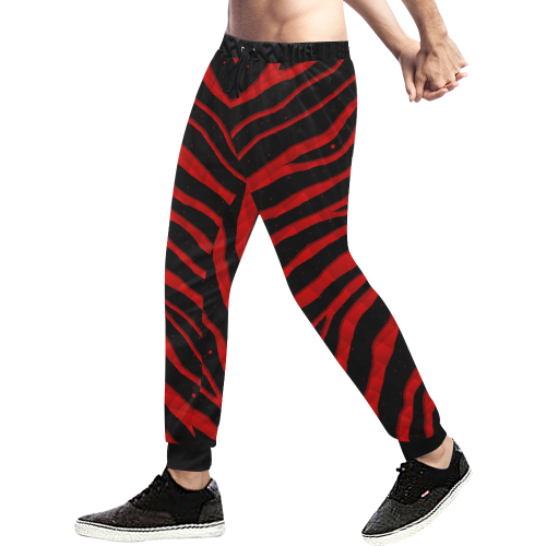 Ripped SpaceTime Stripes - Red Men's All Over Print Sweatpants/Large Size (Model L11)