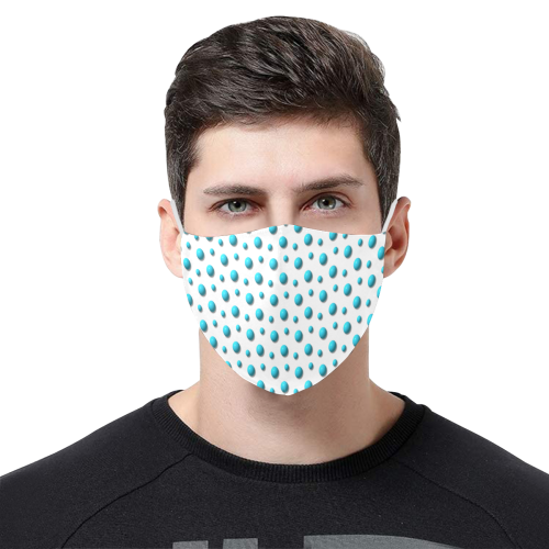 Terrific Turquoise Polka Dots 3D Mouth Mask with Drawstring (Pack of 3) (Model M04)