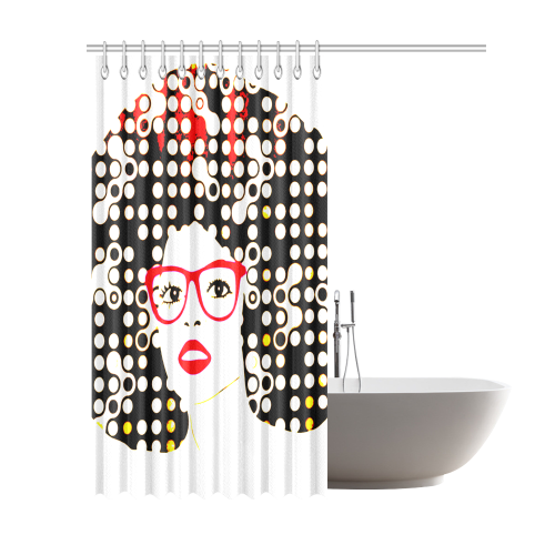 Lady with red glasses shower curtaideisgn woman with glasses shower curtain Shower Curtain 69"x84"