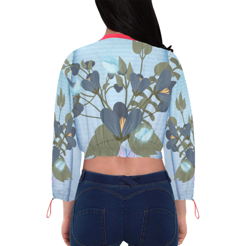 Floral design Cropped Chiffon Jacket for Women (Model H30)
