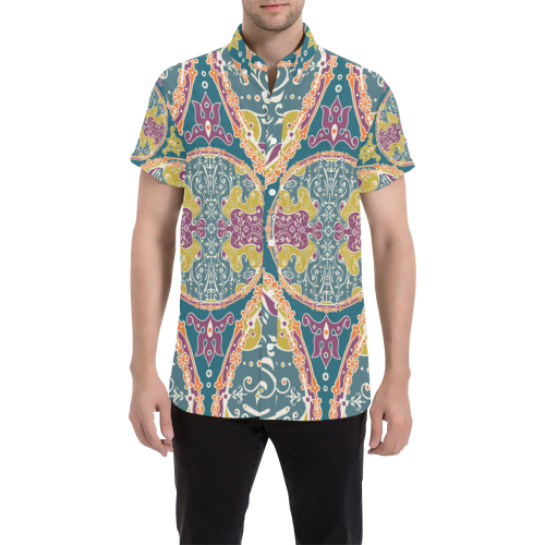 Hippie Mandala Pattern - Bohemian Chic Style 9 Men's All Over Print Short Sleeve Shirt (Model T53)