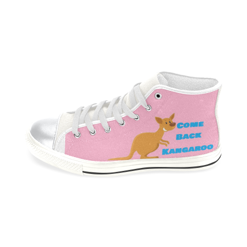 pink Kangaroo blue words shoes High Top Canvas Shoes for Kid (Model 017)