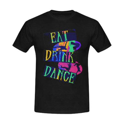 Break Dancing Colorful on Black Men's T-Shirt in USA Size/Large (Front Printing Only)