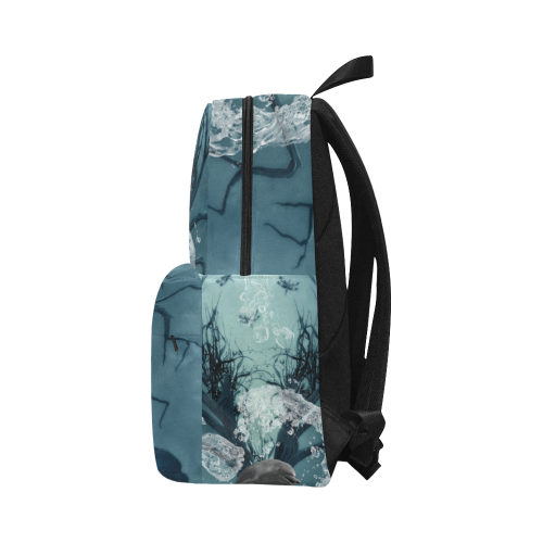 Dolphin jumping by a heart Unisex Classic Backpack (Model 1673)