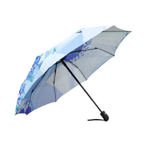 Blue White Geometric Fractal Art Auto-Foldable Umbrella (Model U04)