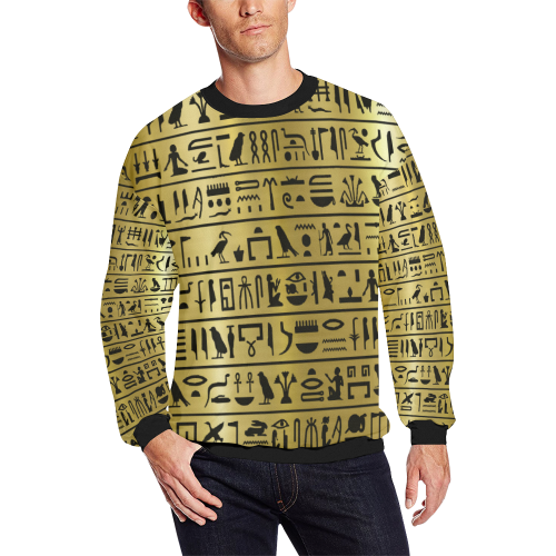 DELUXE MEDU NETER Men's Oversized Fleece Crew Sweatshirt (Model H18)