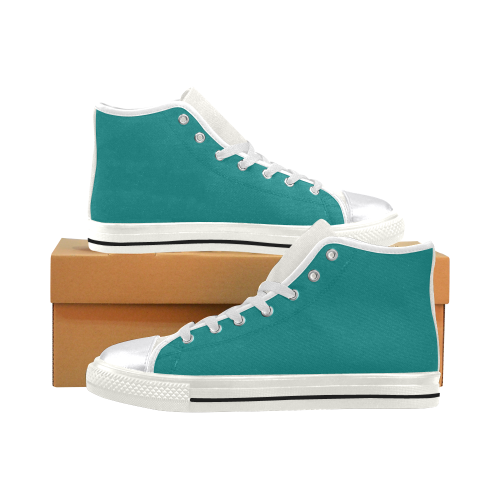 color teal Women's Classic High Top Canvas Shoes (Model 017)