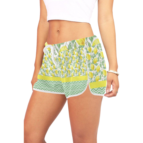 Lemons With Chevron 2 Women's All Over Print Relaxed Shorts (Model L19)