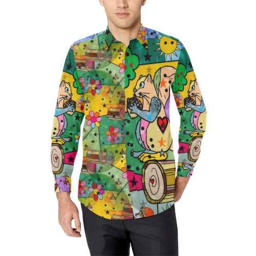 Samy the squirrel by Nico Bielow Men's All Over Print Casual Dress Shirt (Model T61)