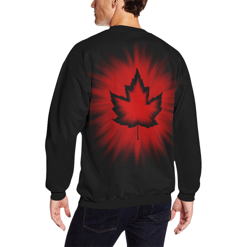 Canada Souvenir Sweatshirt Maple Leaf Shirts Black Men's Oversized Fleece Crew Sweatshirt (Model H18)