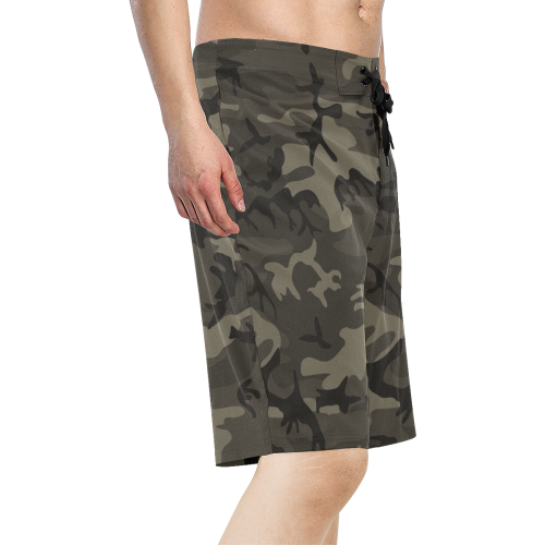 Camo Grey Men's All Over Print Board Shorts (Model L16)