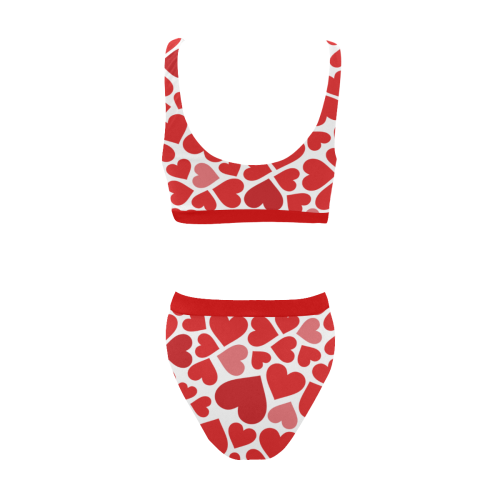 love hearts Sport Top & High-Waisted Bikini Swimsuit (Model S07)