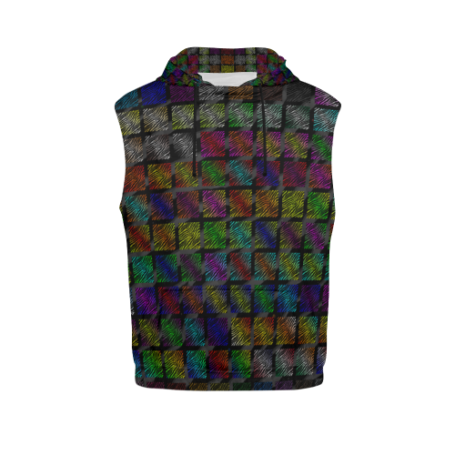 Ripped SpaceTime Stripes Collection All Over Print Sleeveless Hoodie for Women (Model H15)