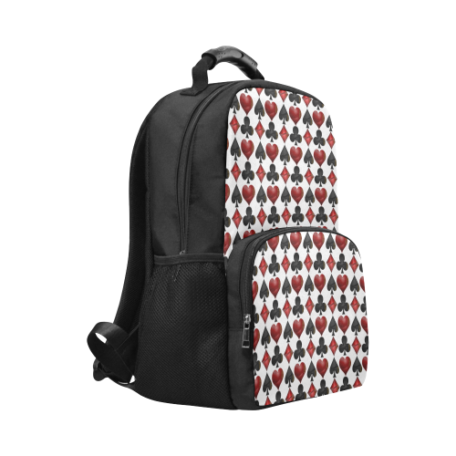 Las Vegas Black and Red Casino Poker Card Shapes on White Unisex Laptop Backpack (Model 1663)