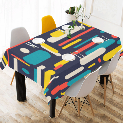Colorful Rectangles Cotton Linen Tablecloth 60" x 90"