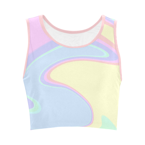pastel marble marbled watercolor rainbow colorful multicolor mix Women's Crop Top (Model T42)