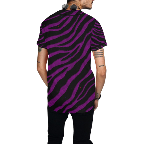 Ripped SpaceTime Stripes - Purple All Over Print Baseball Jersey for Men (Model T50)