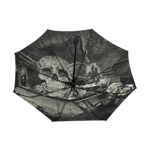 Steampunk Alchemist Mage Roses Celtic Skull old Anti-UV Auto-Foldable Umbrella (Underside Printing) (U06)