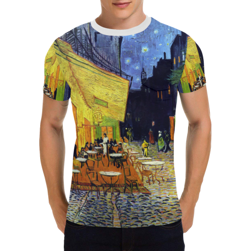 Vincent Willem van Gogh - Cafe Terrace at Night Men's All Over Print T-Shirt with Chest Pocket (Model T56)