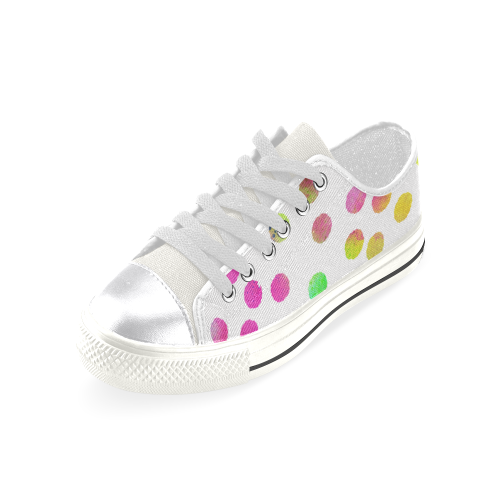 Multicolor Dots White. Inspired by the Magic Island of Gotland. Women's Classic Canvas Shoes (Model 018)