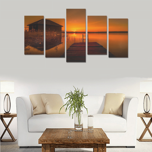 Dockside Sunset Canvas Print Sets E (No Frame)