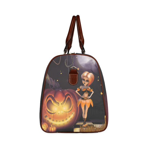 Halloween, girl with pumpkin Waterproof Travel Bag/Small (Model 1639)