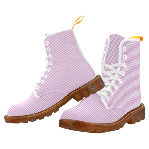 Pink Gingham Check Martin Boots For Women Model 1203H