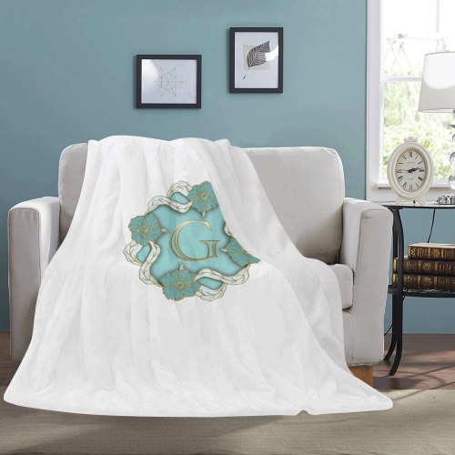 G Monogram(white) Ultra-Soft Micro Fleece Blanket 54''x70''