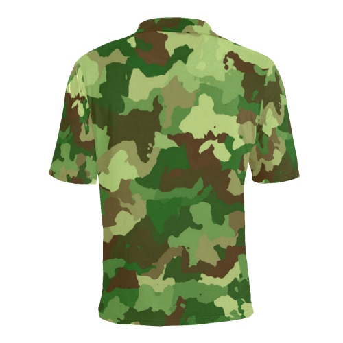 camouflage green Men's All Over Print Polo Shirt (Model T55)