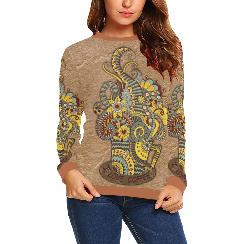 for coffee lovers All Over Print Crewneck Sweatshirt for Women (Model H18)