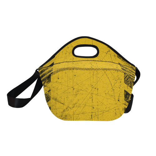 yellow and black warning stripes used look Neoprene Lunch Bag/Large (Model 1669)