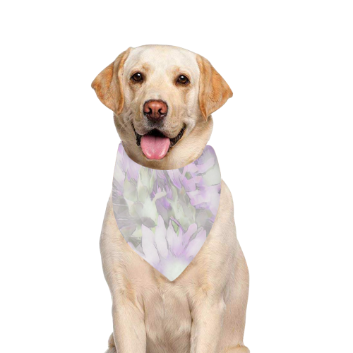 Romantic pastel floral,lilac by JamColors Pet Dog Bandana/Large Size