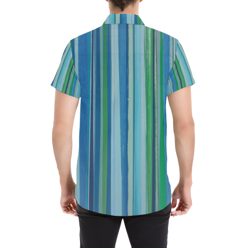 painted stripe Men's All Over Print Short Sleeve Shirt/Large Size (Model T53)