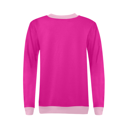 Patchwork Heart Teddy Hot Pink/Pink All Over Print Crewneck Sweatshirt for Women (Model H18)