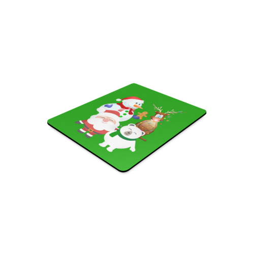Christmas Gingerbread, Snowman, Santa Claus Green Rectangle Mousepad