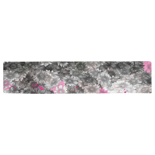 Pink and Gray Floral Art Table Runner 16x72 inch