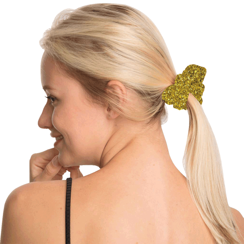 Gold Glitter All Over Print Hair Scrunchie