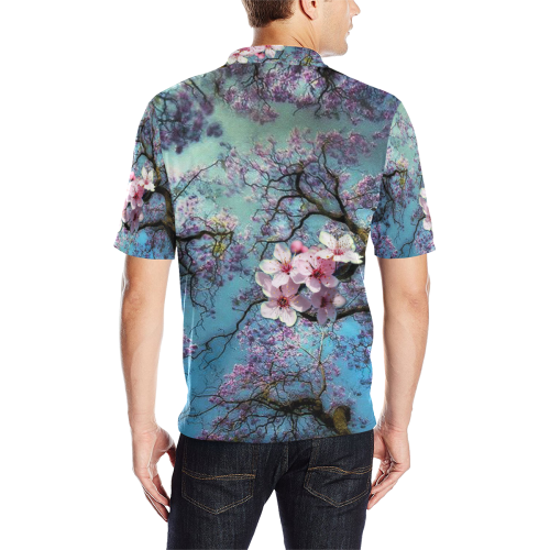 Cherry blossomL Men's All Over Print Polo Shirt (Model T55)